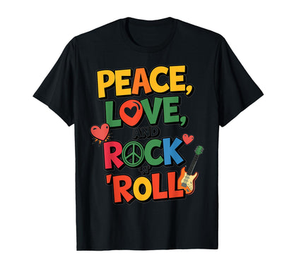 Peace Love And Rock N Roll Music T-Shirt - Minimalist Print for Adults - T-Shirt, Sweatshirt, Hoodie