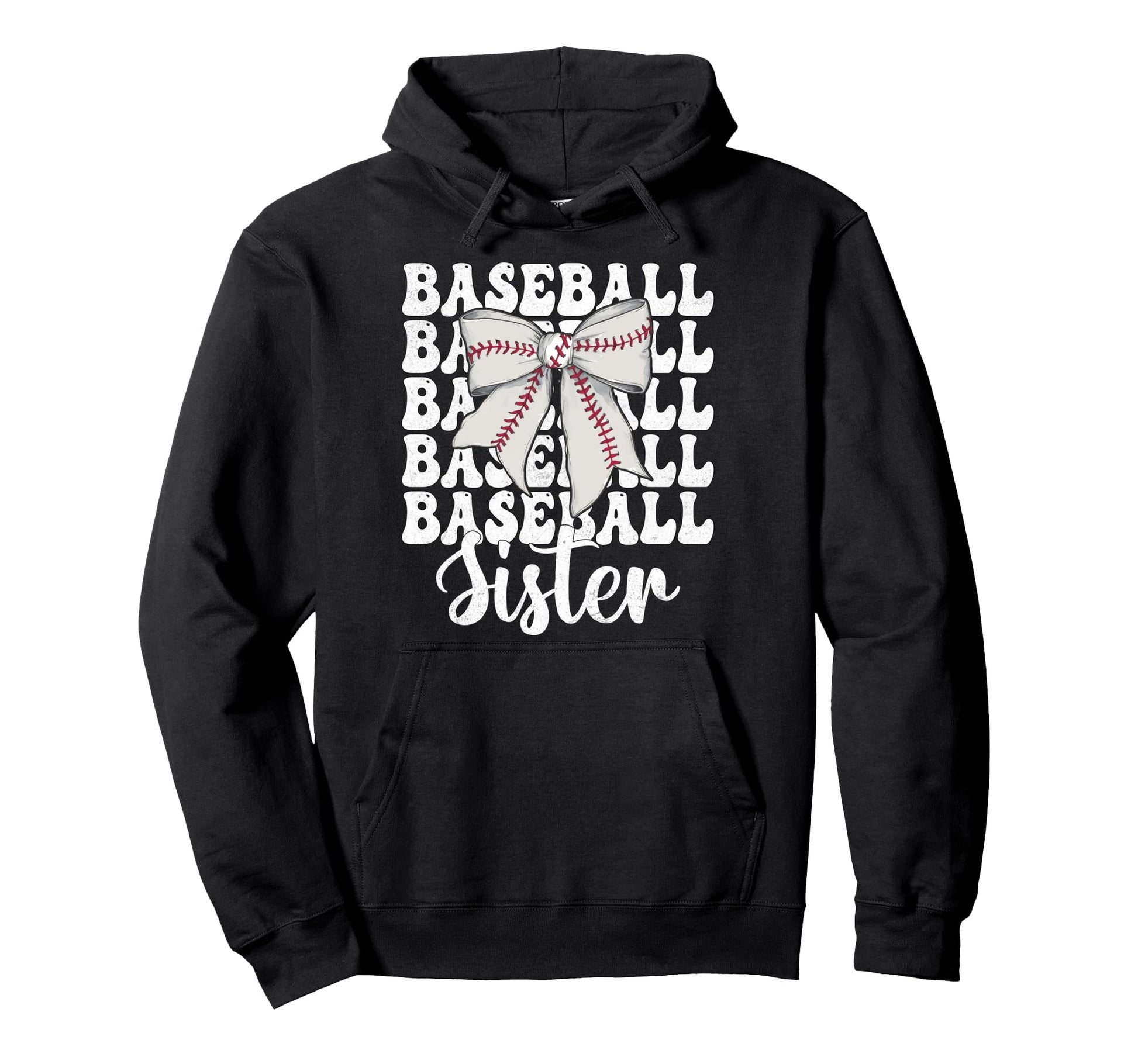 Baseball Sister Baseball Coquette Bow Hoodie - Aesthetic Graphic Unisex - T-Shirt, Sweatshirt, Hoodie