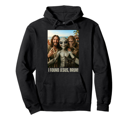 Bruh Bigfoot Alien Jesus Rock Hand Hoodie - Casual Everyday Wear Men Women - T-Shirt, Sweatshirt, Hoodie