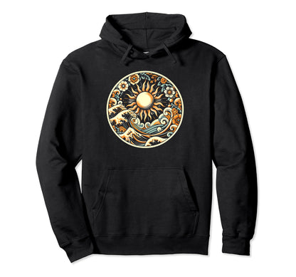 Boho Floral Sun Ocean Wave 70S Hippie Hoodie - Novelty Apparel Men Women - T-Shirt, Sweatshirt, Hoodie