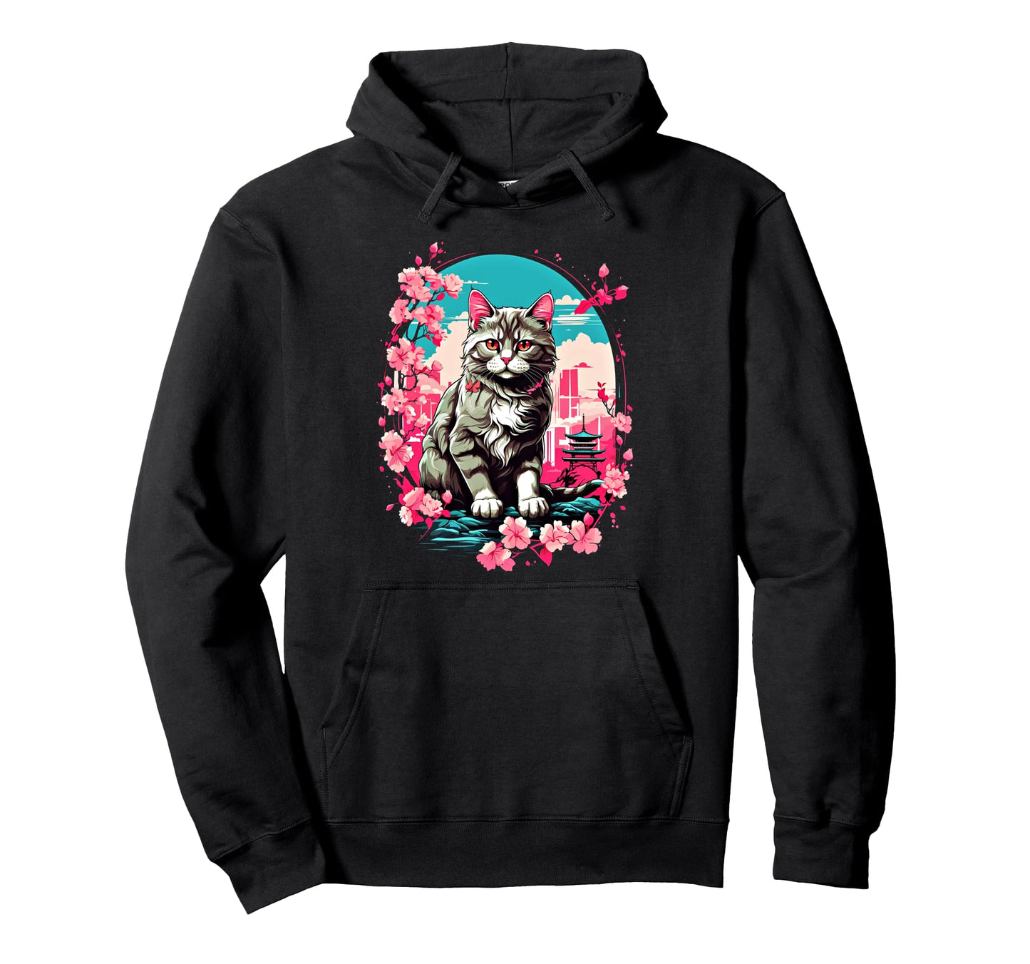 Anime Cat Japanese Aesthetic Japan Hoodie - Aesthetic Graphic for Adults - T-Shirt, Sweatshirt, Hoodie