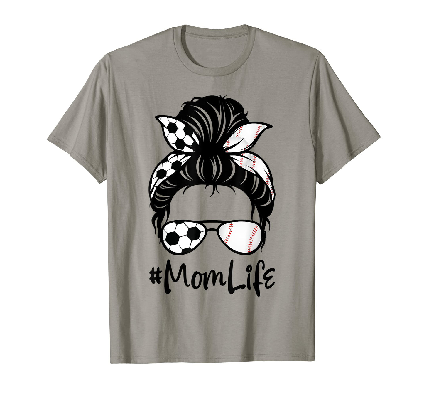 Mom Life Soccer Messy Bun Baseball T-Shirt - Custom Art Print Men Women - T-Shirt, Sweatshirt, Hoodie