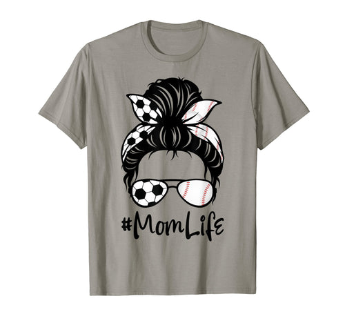 Mom Life Soccer Messy Bun Baseball T-Shirt - Custom Art Print Men Women - T-Shirt, Sweatshirt, Hoodie