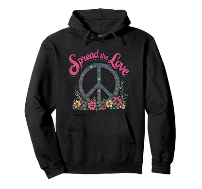 Peace Sign Floral Spread Love Hippie Hoodie - Trendy Graphic for Adults - T-Shirt, Sweatshirt, Hoodie