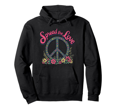 Peace Sign Floral Spread Love Hippie Hoodie - Trendy Graphic for Adults - T-Shirt, Sweatshirt, Hoodie