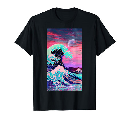 Vaporwave Inspired Great Wave T-Shirt - Fun Novelty Design for Adults - T-Shirt, Sweatshirt, Hoodie