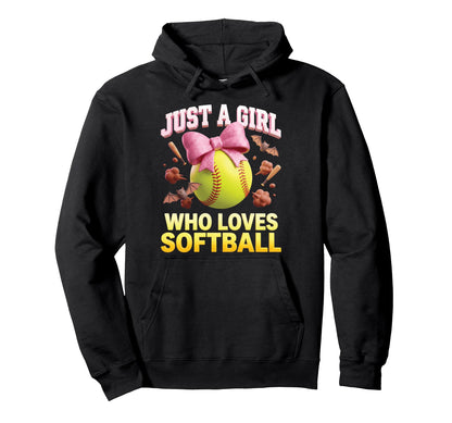 Just Who Loves Softball Mom Hoodie - Casual Everyday Wear for Adults - T-Shirt, Sweatshirt, Hoodie