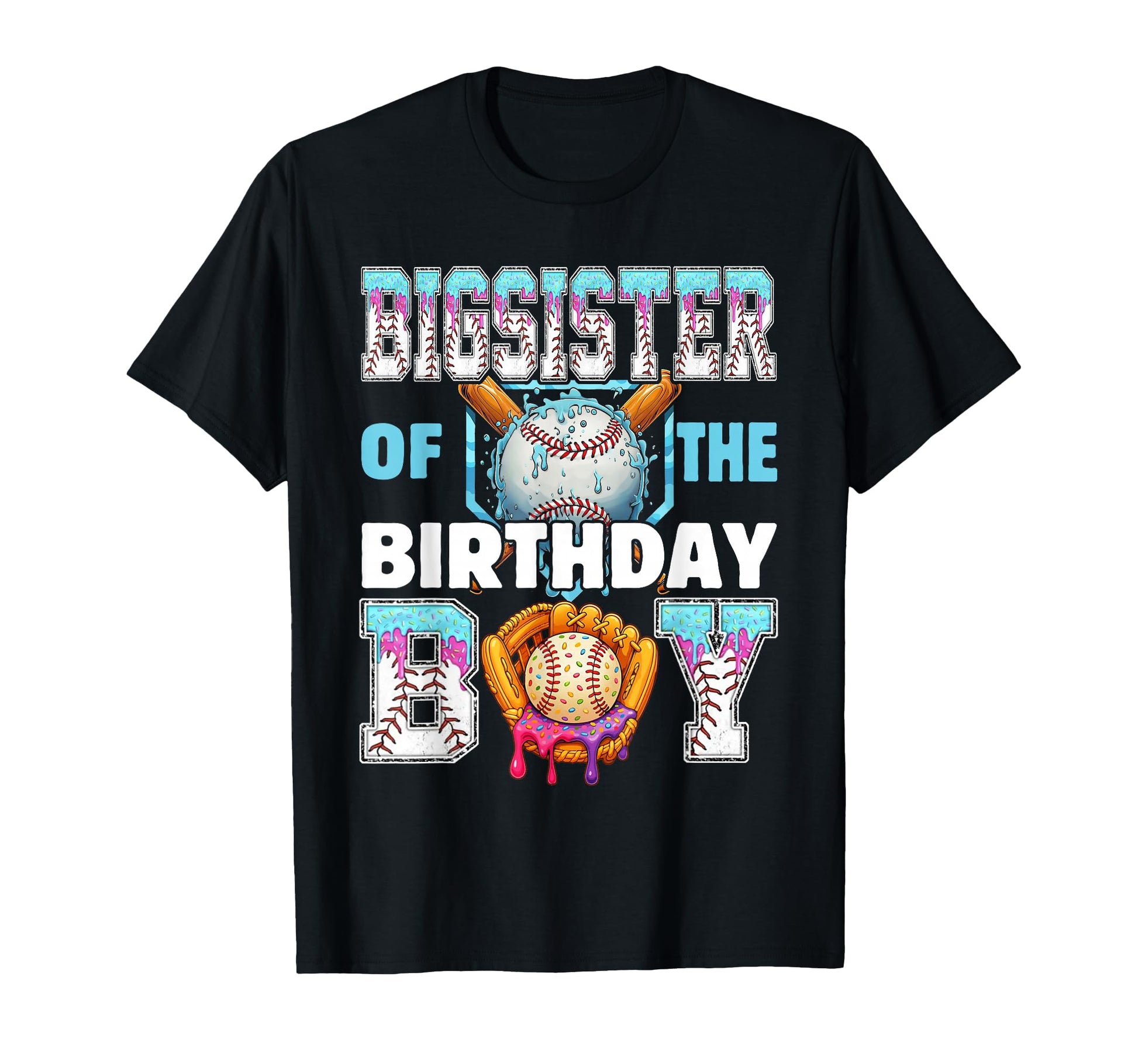Baseball Ice Cream Drip Big Sister T-Shirt - Novelty Apparel for Adults - T-Shirt, Sweatshirt, Hoodie