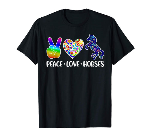 Peace Love Horses Hoodie - Unique Graphic Men Women - T-Shirt, Sweatshirt, Hoodie