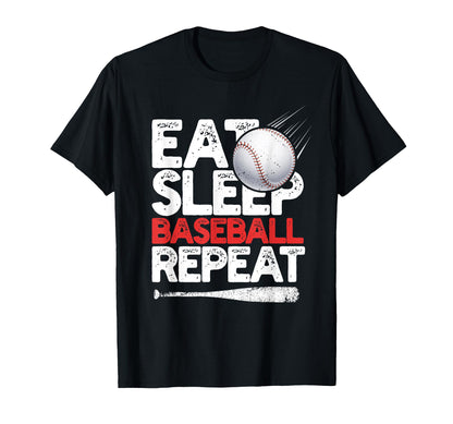 Eat Sleep Baseball Repeat Catcher Pitcher T-Shirt - Unique Graphic Unisex - T-Shirt, Sweatshirt, Hoodie