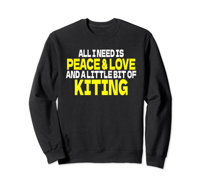 Kiteboard Power Kite Peace Love Sweatshirt - Aesthetic Graphic Men Women - T-Shirt, Sweatshirt, Hoodie