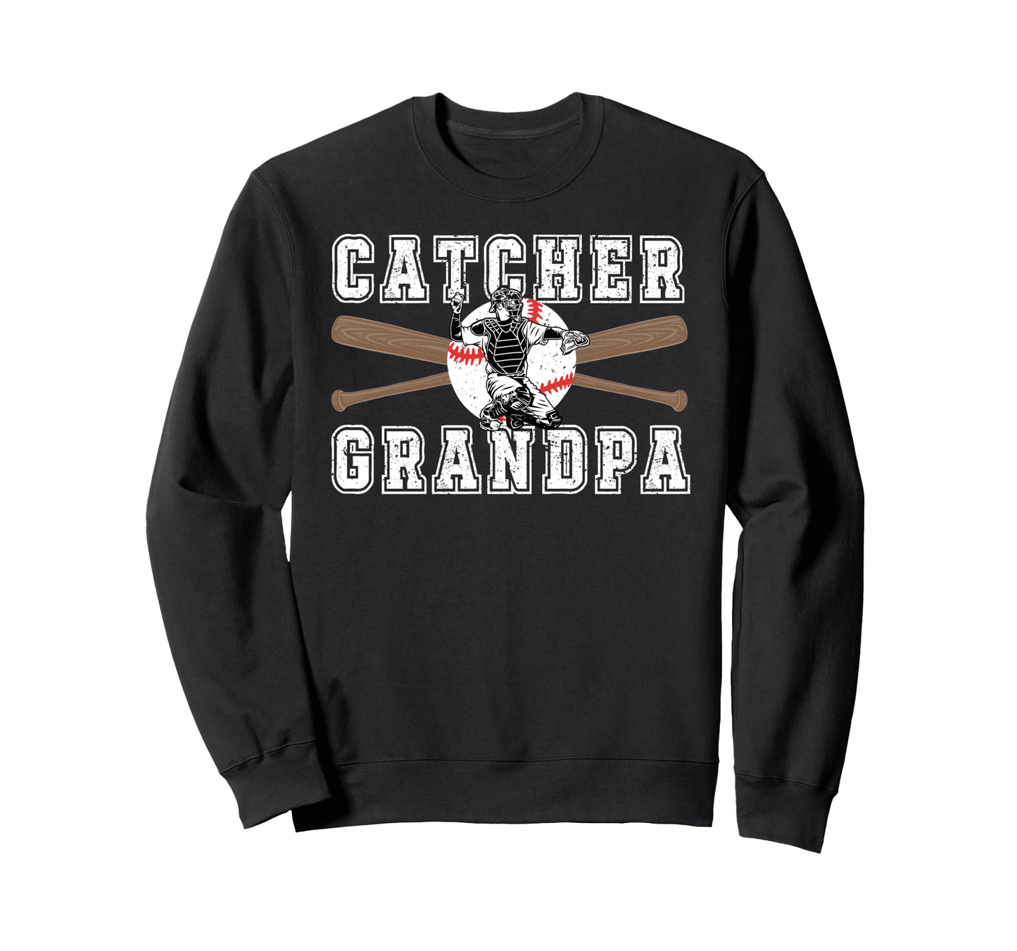 Baseball Catcher Grandpa Baseball Sweatshirt - Custom Art Print for Adults - T-Shirt, Sweatshirt, Hoodie