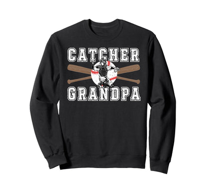 Baseball Catcher Grandpa Baseball Sweatshirt - Custom Art Print for Adults - T-Shirt, Sweatshirt, Hoodie