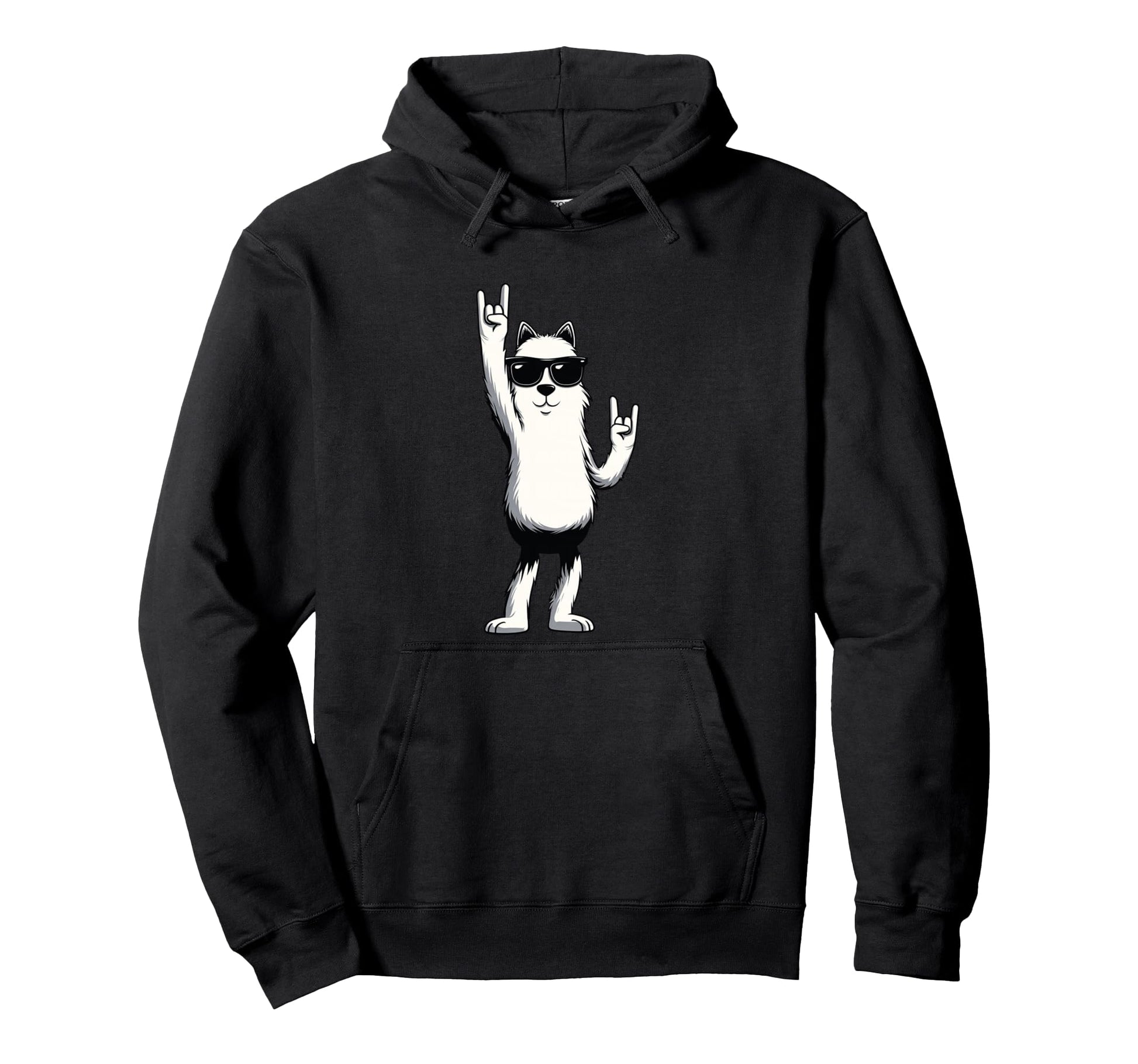 Llama Alpaca Double Rock Hand Signs Punk Hoodie - Trendy Graphic for Adults - T-Shirt, Sweatshirt, Hoodie