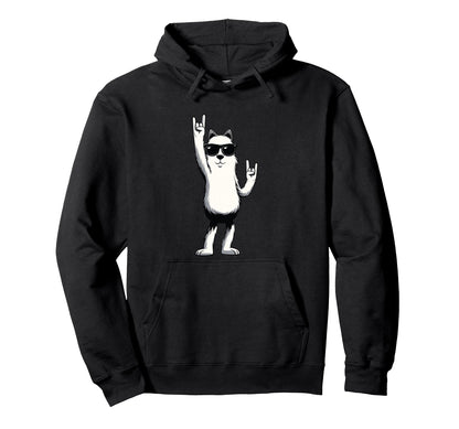 Llama Alpaca Double Rock Hand Signs Punk Hoodie - Trendy Graphic for Adults - T-Shirt, Sweatshirt, Hoodie