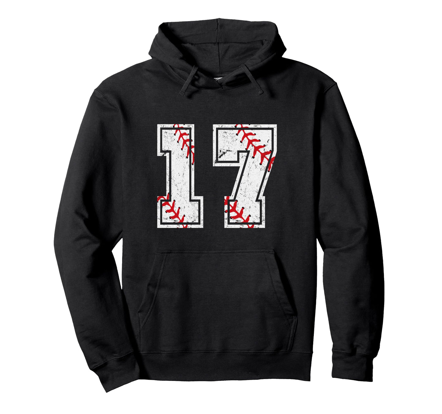 Baseball 17 Jersey Number Hoodie - Fun Novelty Design Unisex - T-Shirt, Sweatshirt, Hoodie