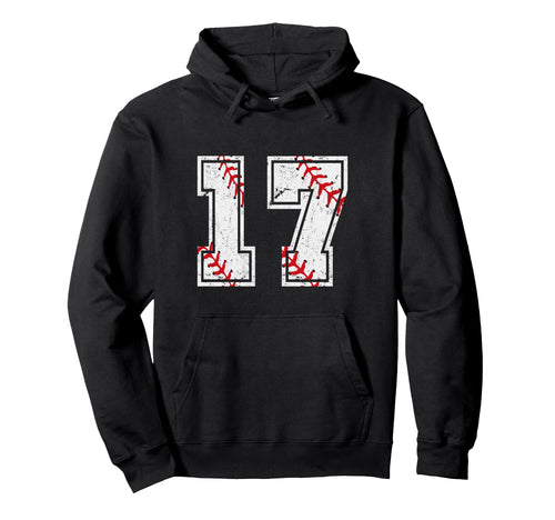 Baseball 17 Jersey Number Hoodie - Fun Novelty Design Unisex - T-Shirt, Sweatshirt, Hoodie