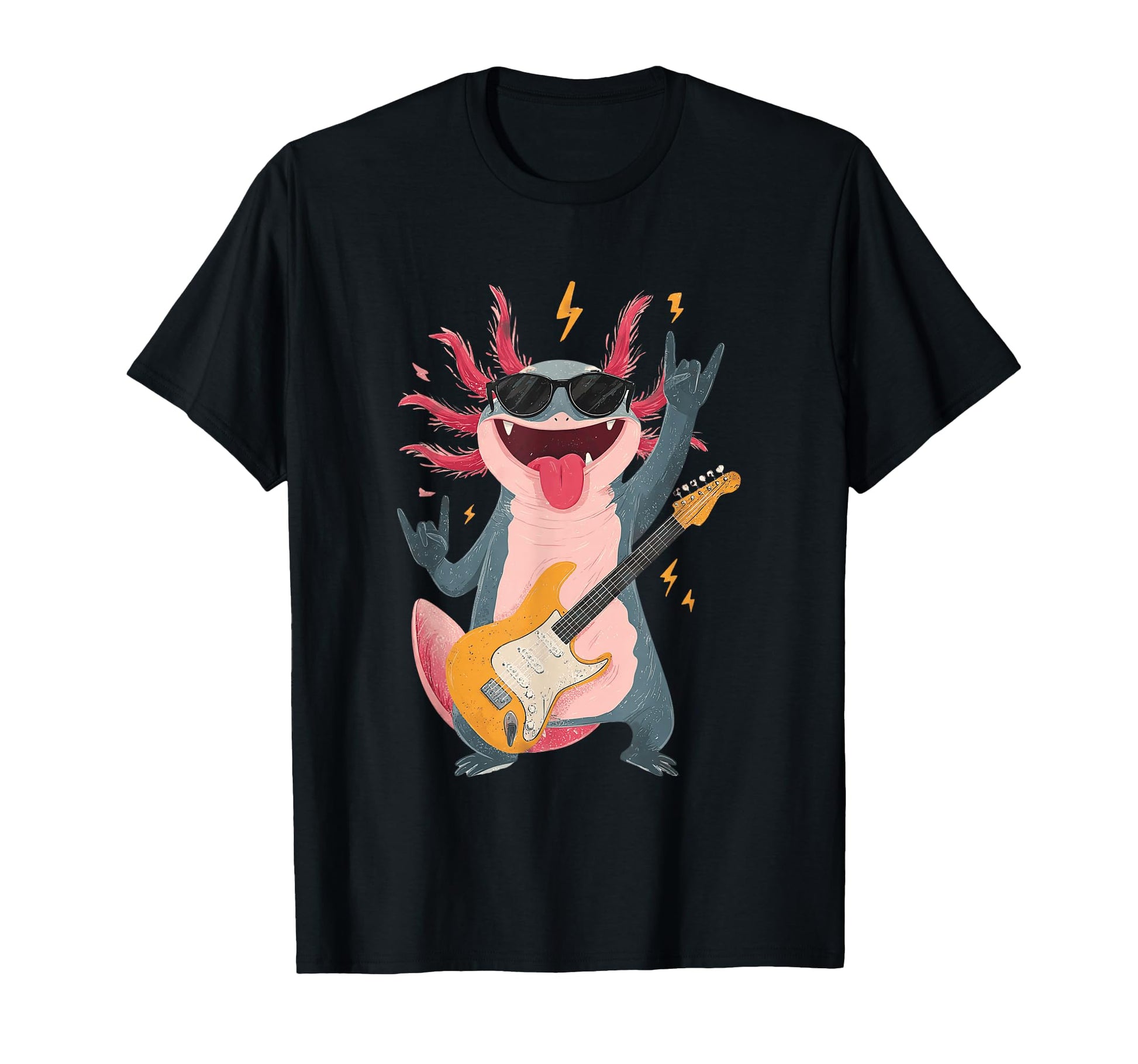 Axolotl Rock Music Funny Animal T-Shirt - Minimalist Print Men Women - T-Shirt, Sweatshirt, Hoodie