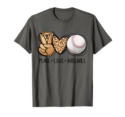 Peace Love Baseball Mom Leopard T-Shirt - Aesthetic Graphic Men Women - T-Shirt, Sweatshirt, Hoodie