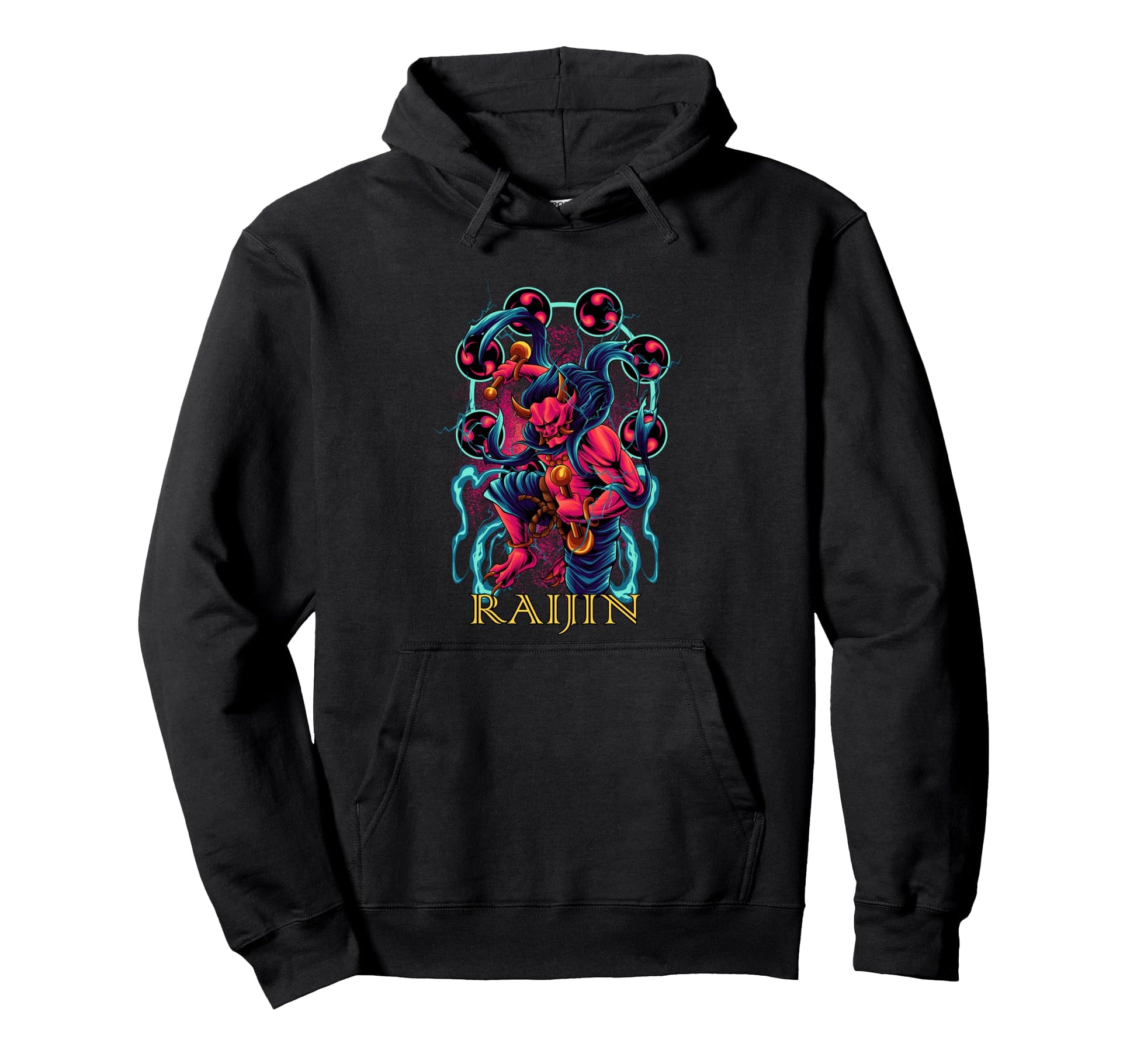 Raijin Oni Demon Japan Aesthetic Edgy Hoodie - Minimalist Print for Adults - T-Shirt, Sweatshirt, Hoodie