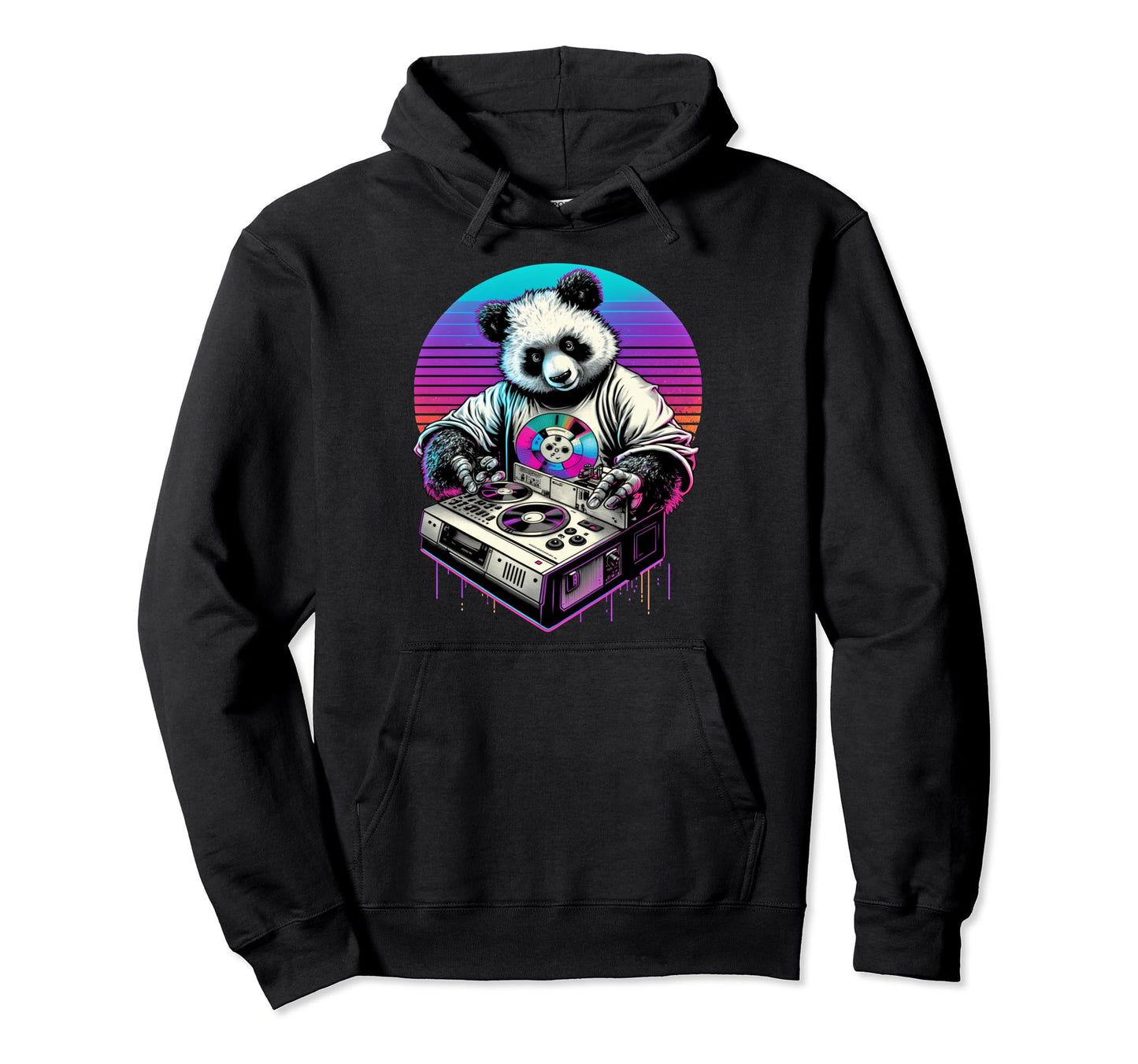 Vaporwave Aesthetic Synthie Wave Panda Wave Hoodie - Unique Graphic Unisex - T-Shirt, Sweatshirt, Hoodie