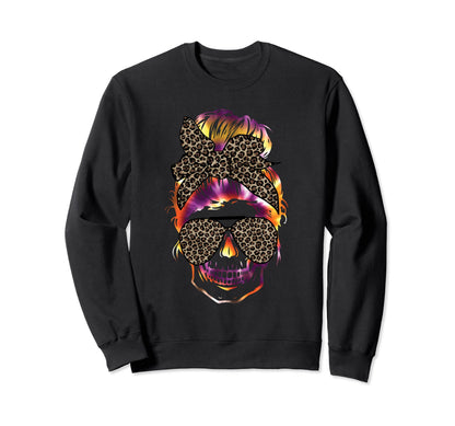 Skull Mom Messy Hair Vaporwave Sweatshirt - Fun Novelty Design Men Women - T-Shirt, Sweatshirt, Hoodie