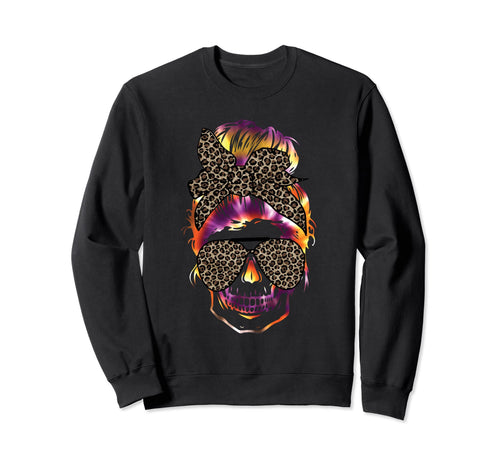 Skull Mom Messy Hair Vaporwave Sweatshirt - Fun Novelty Design Men Women - T-Shirt, Sweatshirt, Hoodie