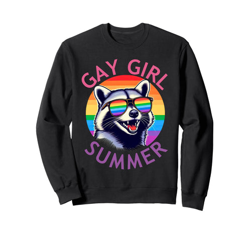 Gay Summer Feral Raccoon Rainbow Sweatshirt - Fun Novelty Design Unisex - T-Shirt, Sweatshirt, Hoodie