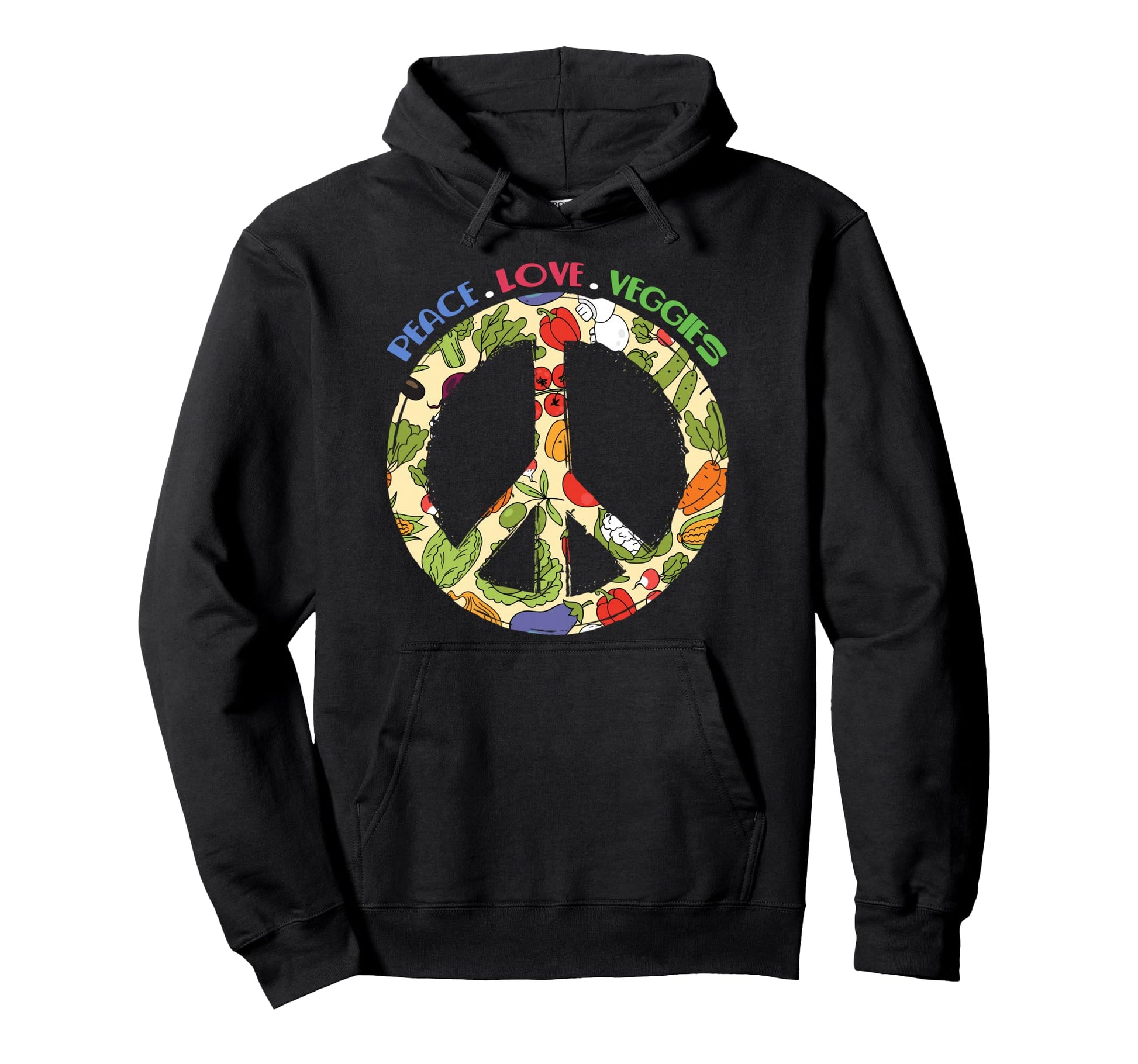 Peace Love Veggies Vegetarian Hoodie - Aesthetic Graphic for Adults - T-Shirt, Sweatshirt, Hoodie