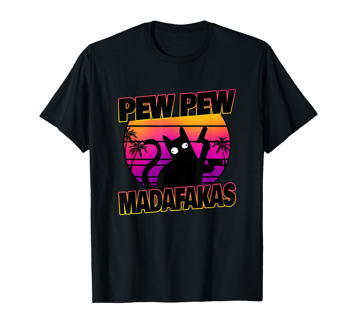 Pew Pew Madafakas Cat Vaporwave Aesthetic T-Shirt - Custom Art Print Unisex - T-Shirt, Sweatshirt, Hoodie