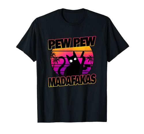 Pew Pew Madafakas Cat Vaporwave Aesthetic T-Shirt - Custom Art Print Unisex - T-Shirt, Sweatshirt, Hoodie