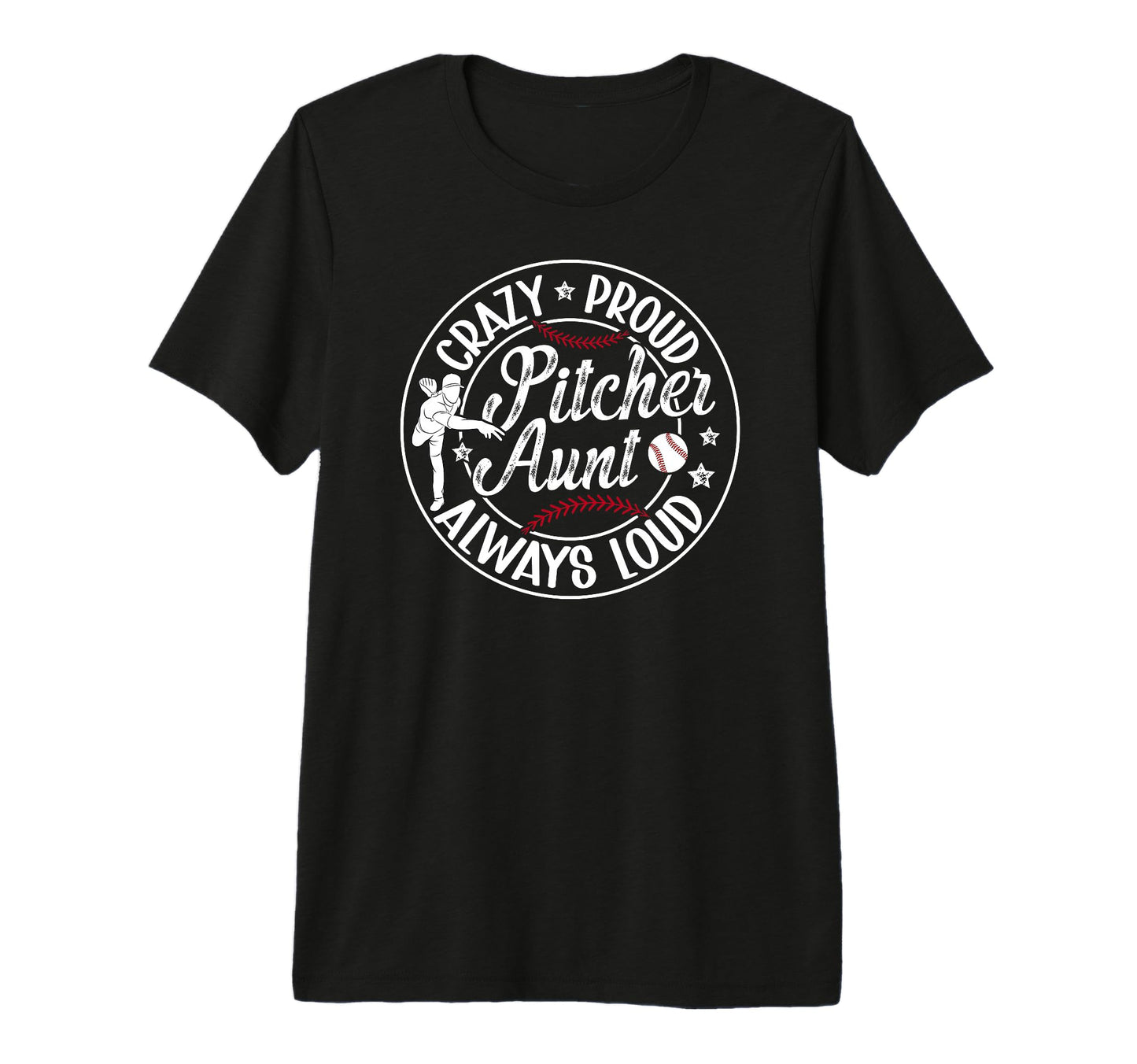 Crazy Proud Baseball Pitcher Aunt T-Shirt - Minimalist Print Men Women - T-Shirt, Sweatshirt, Hoodie