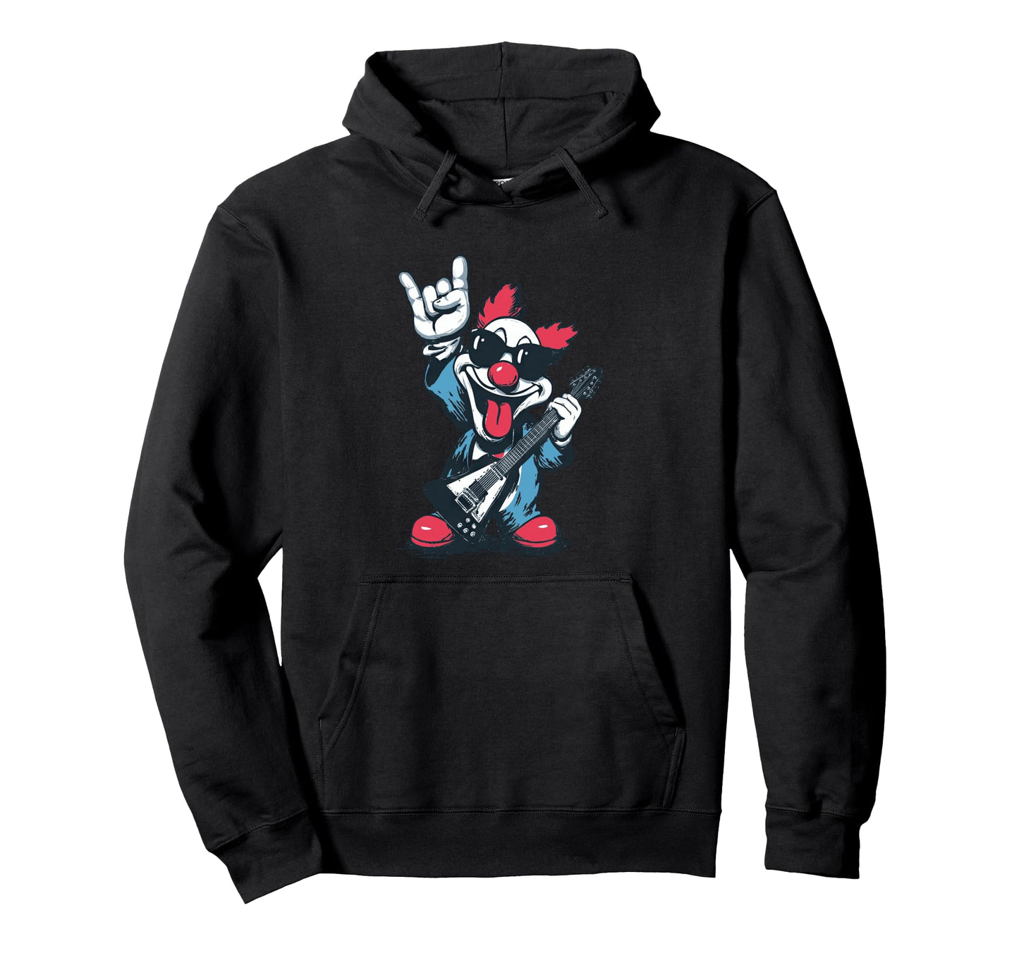 Funny Clown Guitarist Rock Music Lover Hoodie - Unique Graphic Men Women - T-Shirt, Sweatshirt, Hoodie
