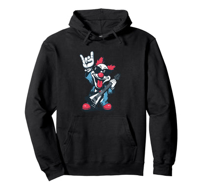 Funny Clown Guitarist Rock Music Lover Hoodie - Unique Graphic Men Women - T-Shirt, Sweatshirt, Hoodie