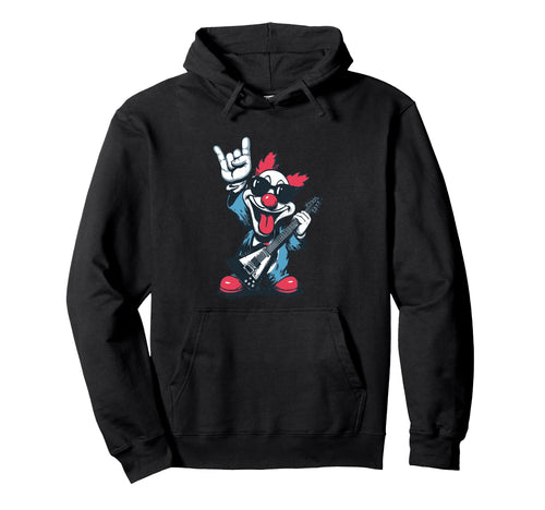 Funny Clown Guitarist Rock Music Lover Hoodie - Unique Graphic Men Women - T-Shirt, Sweatshirt, Hoodie