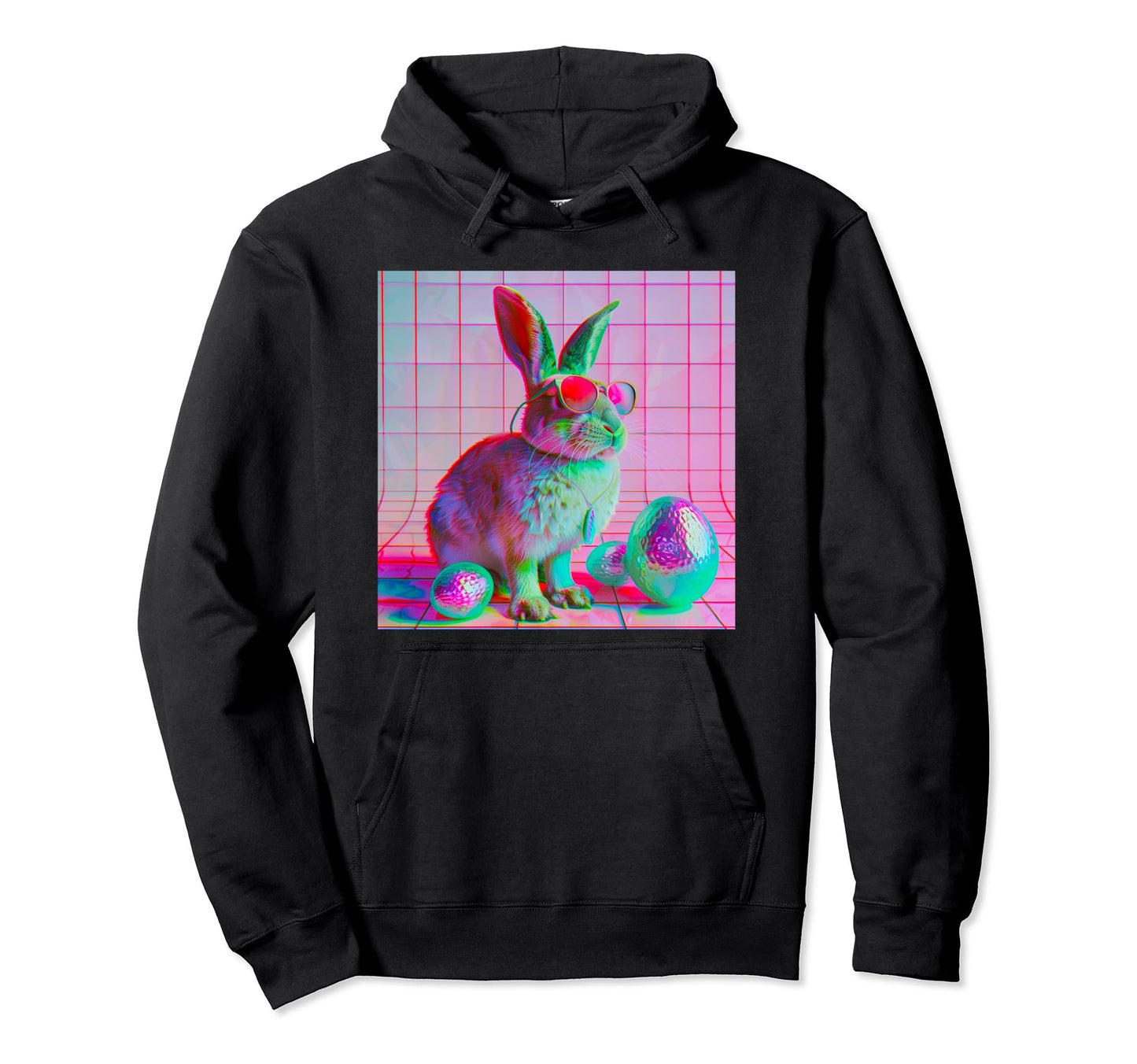 Vaporwave Easter Bunny Eggs 80 90S Hoodie - Streetwear Style for Adults - T-Shirt, Sweatshirt, Hoodie