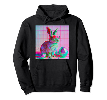 Vaporwave Easter Bunny Eggs 80 90S Hoodie - Streetwear Style for Adults - T-Shirt, Sweatshirt, Hoodie