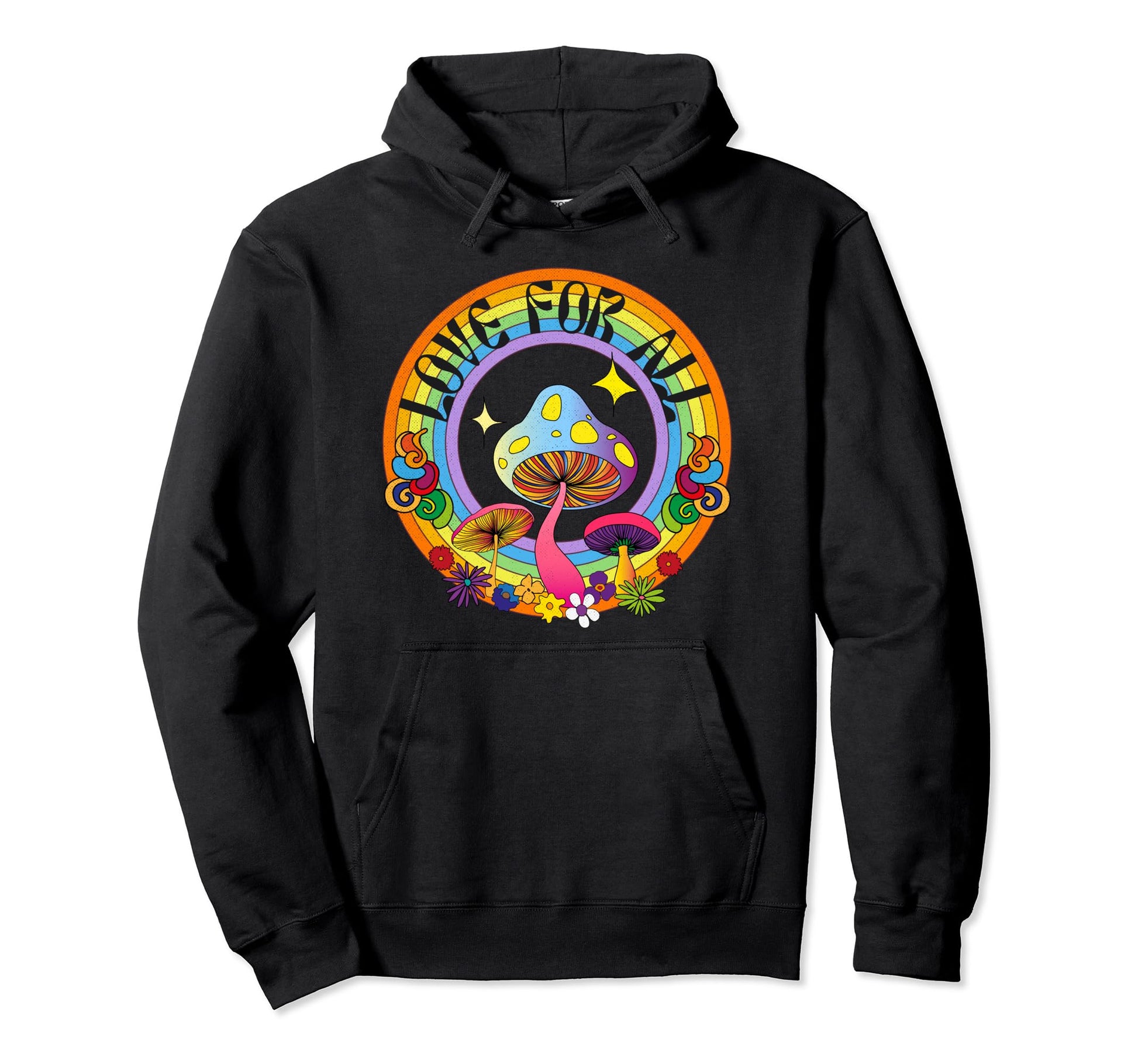 Pride Flag Love All Rainbow Mushroom Hoodie - Fun Novelty Design Men Women - T-Shirt, Sweatshirt, Hoodie