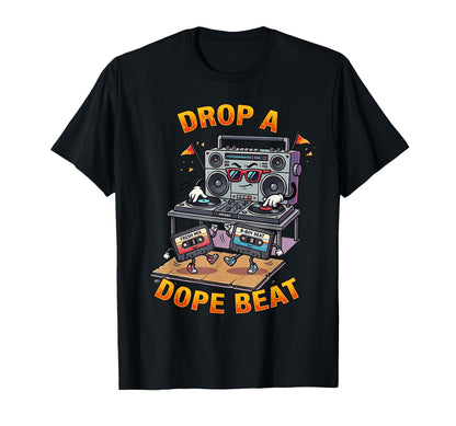 Drop Dope Beat 80S Ghetto Blaster T-Shirt - Trendy Graphic for Adults - T-Shirt, Sweatshirt, Hoodie