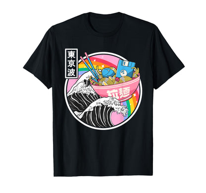 Computer Ramen Noodles Great Wave T-Shirt - Aesthetic Graphic for Adults - T-Shirt, Sweatshirt, Hoodie