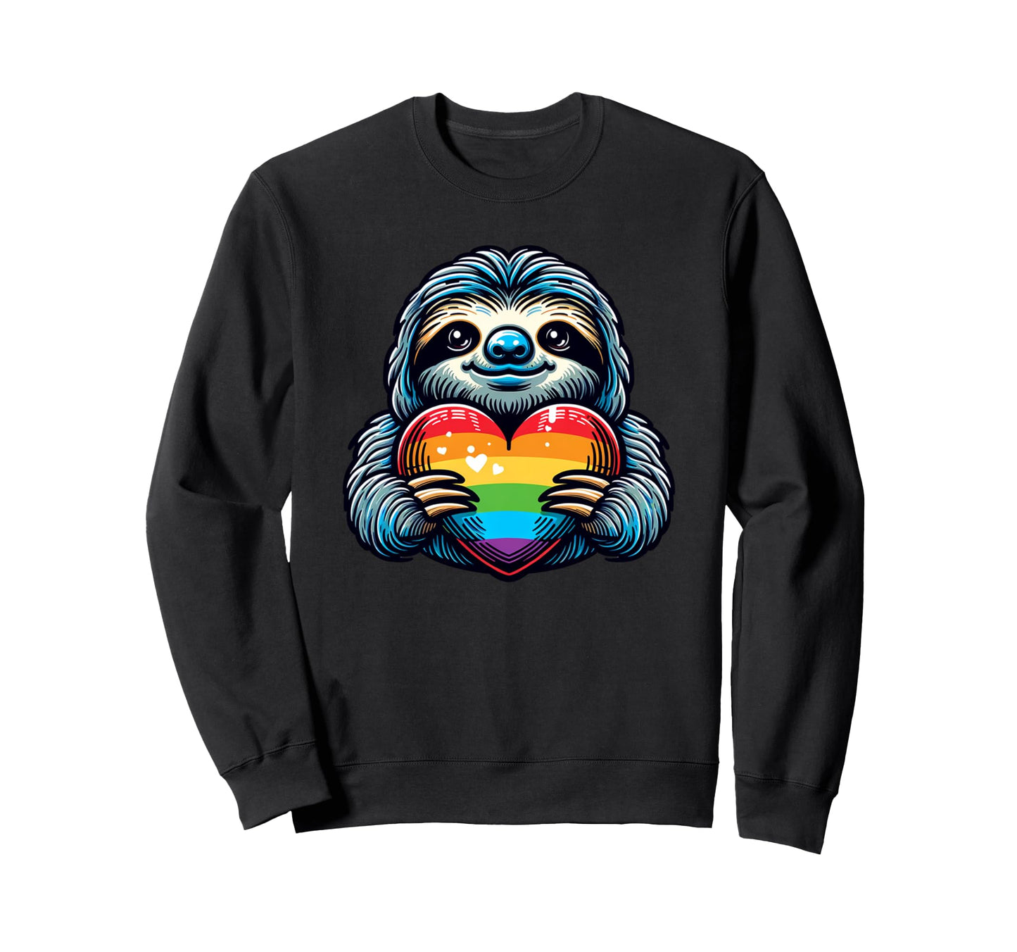 Sloth Gay Pride Rainbow Heart Sweatshirt - Streetwear Style Men Women - T-Shirt, Sweatshirt, Hoodie