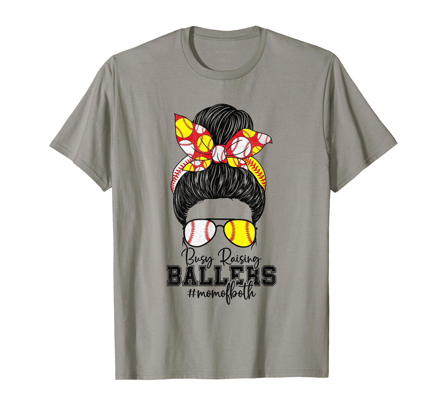 Busy Raising Ballers Softball Funny Messy T-Shirt - Unique Graphic Unisex - T-Shirt, Sweatshirt, Hoodie
