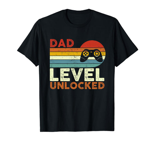 Fathers Day Colorful Dad Level Unlocked New T-Shirt - Graphic Print Unisex - T-Shirt, Sweatshirt, Hoodie