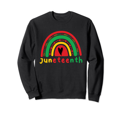 Juneteenth Boho Rainbow Heart Sweatshirt - Fun Novelty Design Men Women - T-Shirt, Sweatshirt, Hoodie