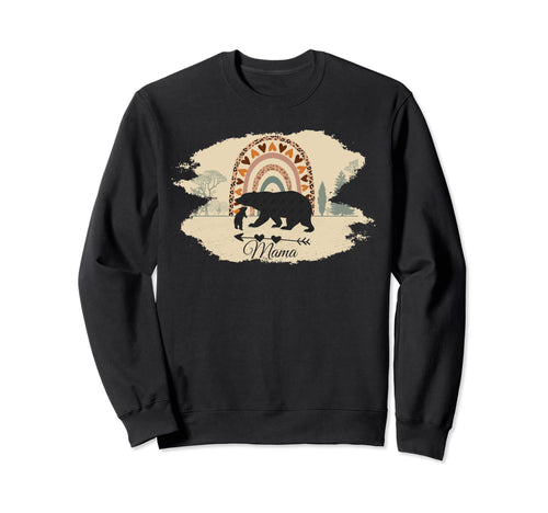 Mama Bear One Cub And Rainbow Boho Sweatshirt - Unique Graphic Unisex - T-Shirt, Sweatshirt, Hoodie