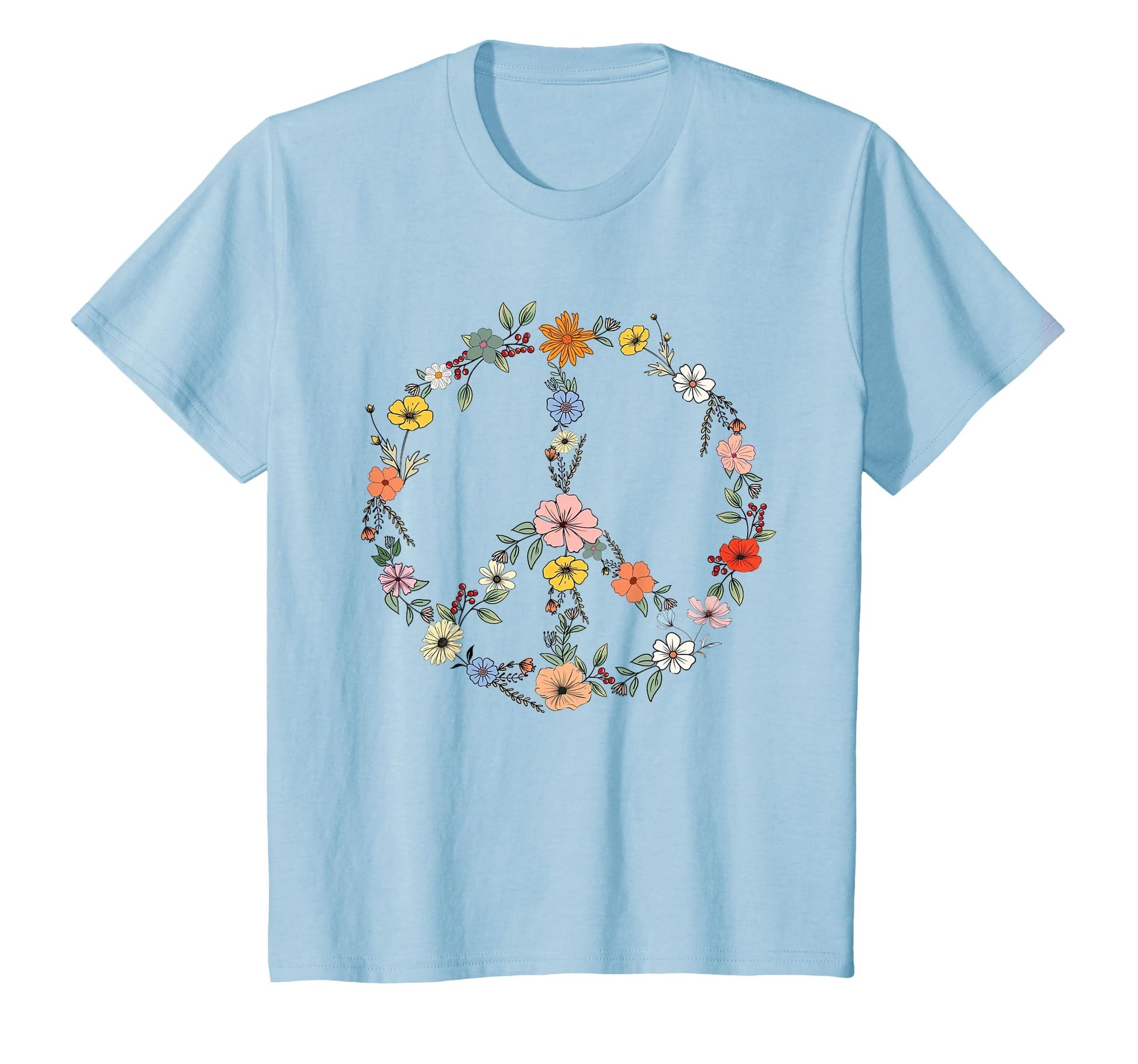 Floral Peace Sign Boho Teens Trendy Hippie T-Shirt - Trendy Graphic Unisex - T-Shirt, Sweatshirt, Hoodie