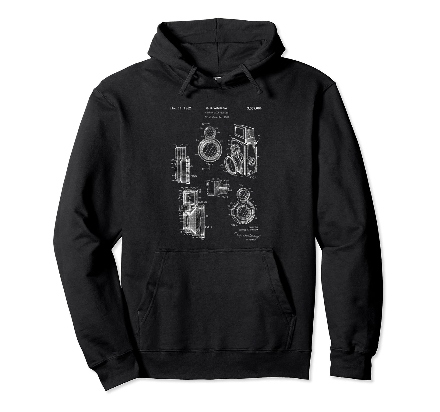 Camera Lenses Accessories Patent Art Hoodie - Streetwear Style Men Women - T-Shirt, Sweatshirt, Hoodie