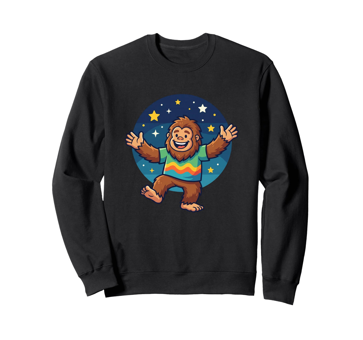 Dancing Sasquatch Under Starry Night Sweatshirt - Aesthetic Graphic Unisex - T-Shirt, Sweatshirt, Hoodie
