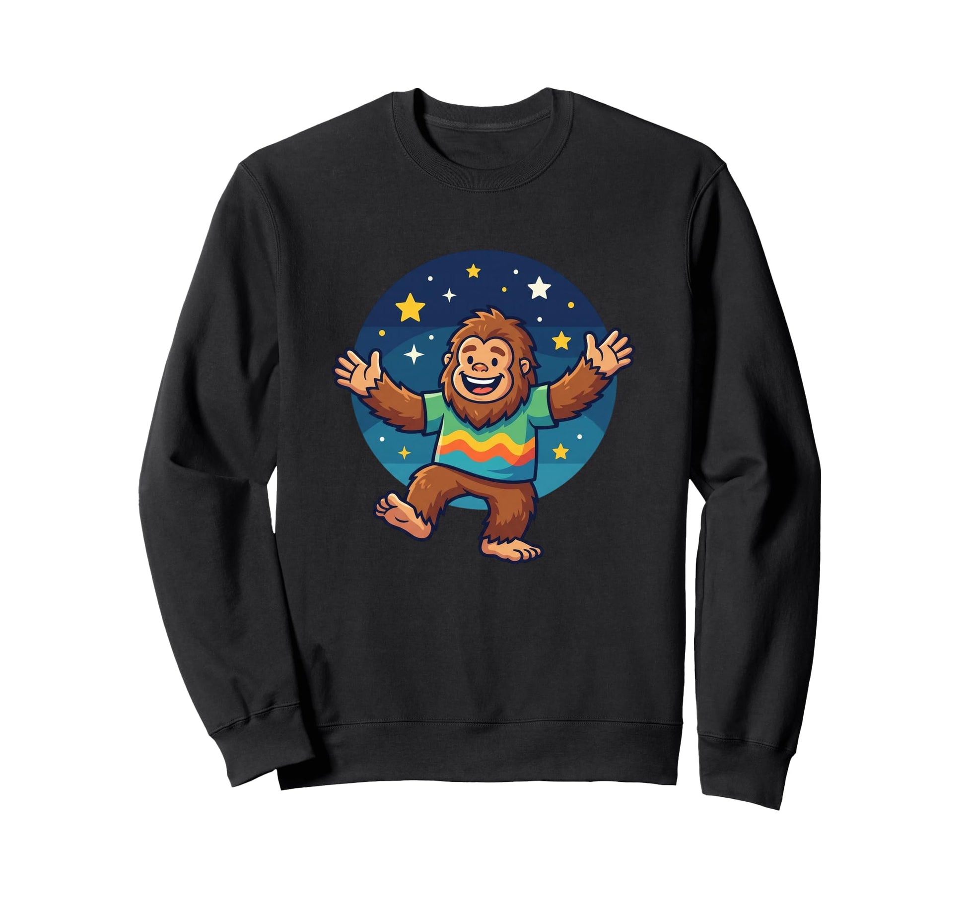 Dancing Sasquatch Under Starry Night Sweatshirt - Aesthetic Graphic Unisex - T-Shirt, Sweatshirt, Hoodie
