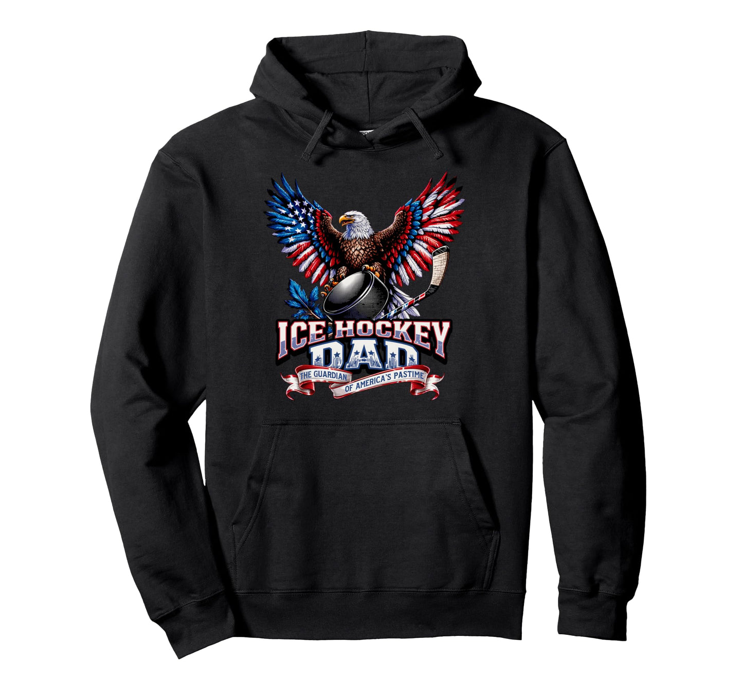 American Flag Patriotic Usa Ice Hockey Hoodie - Custom Art Print Men Women - T-Shirt, Sweatshirt, Hoodie